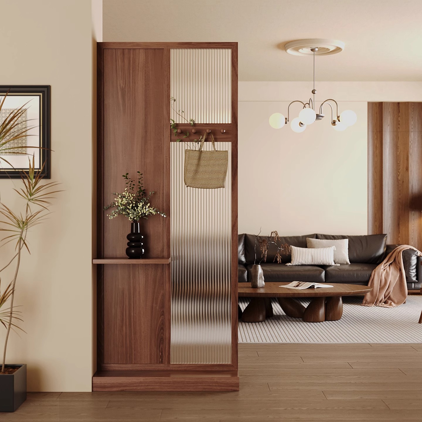 Shoji Screen Divider - Entrée en bois massif chinois, porte